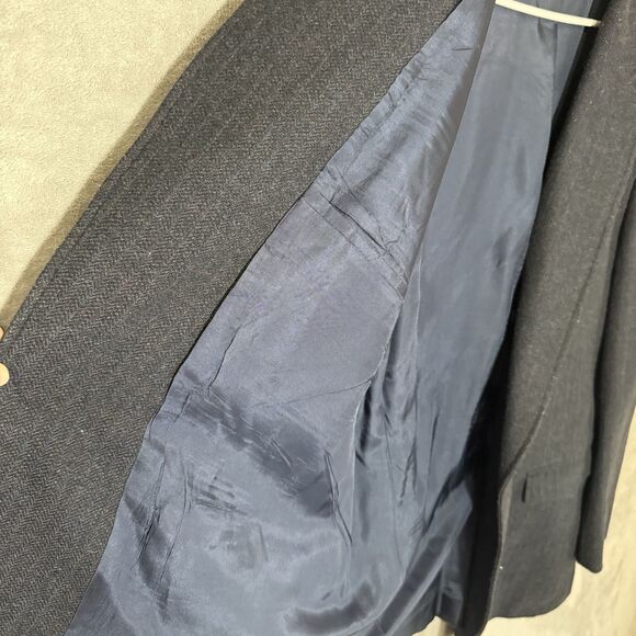 Circle S Western Blazer Sport Coat Navy Blue 46L Rodeo Cowboy Yoke Two Button - Picture 9 of 13